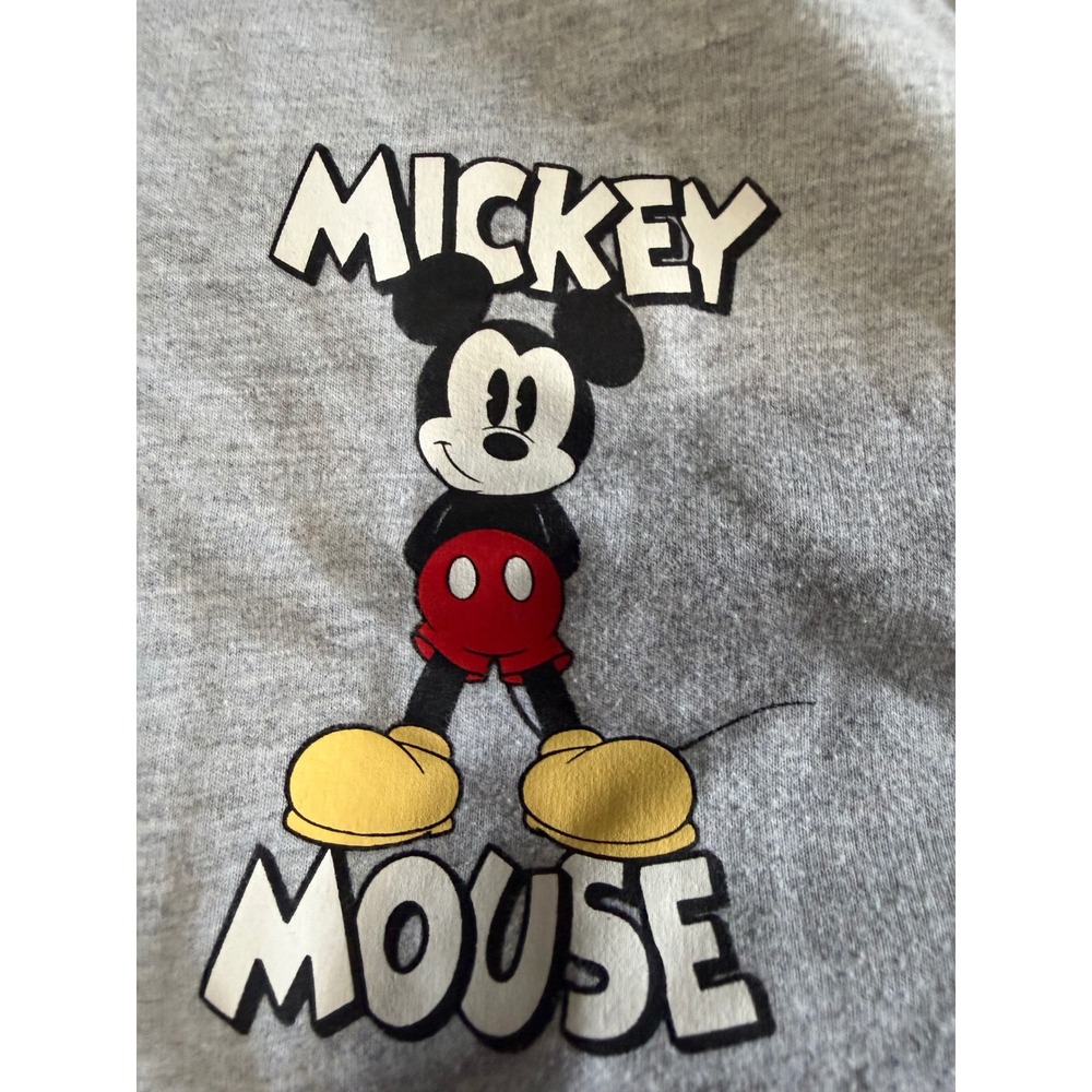 Disney Mickey Mouse Full Zip Hoodie Gray Graphic Sleeve Sweatshirt Small